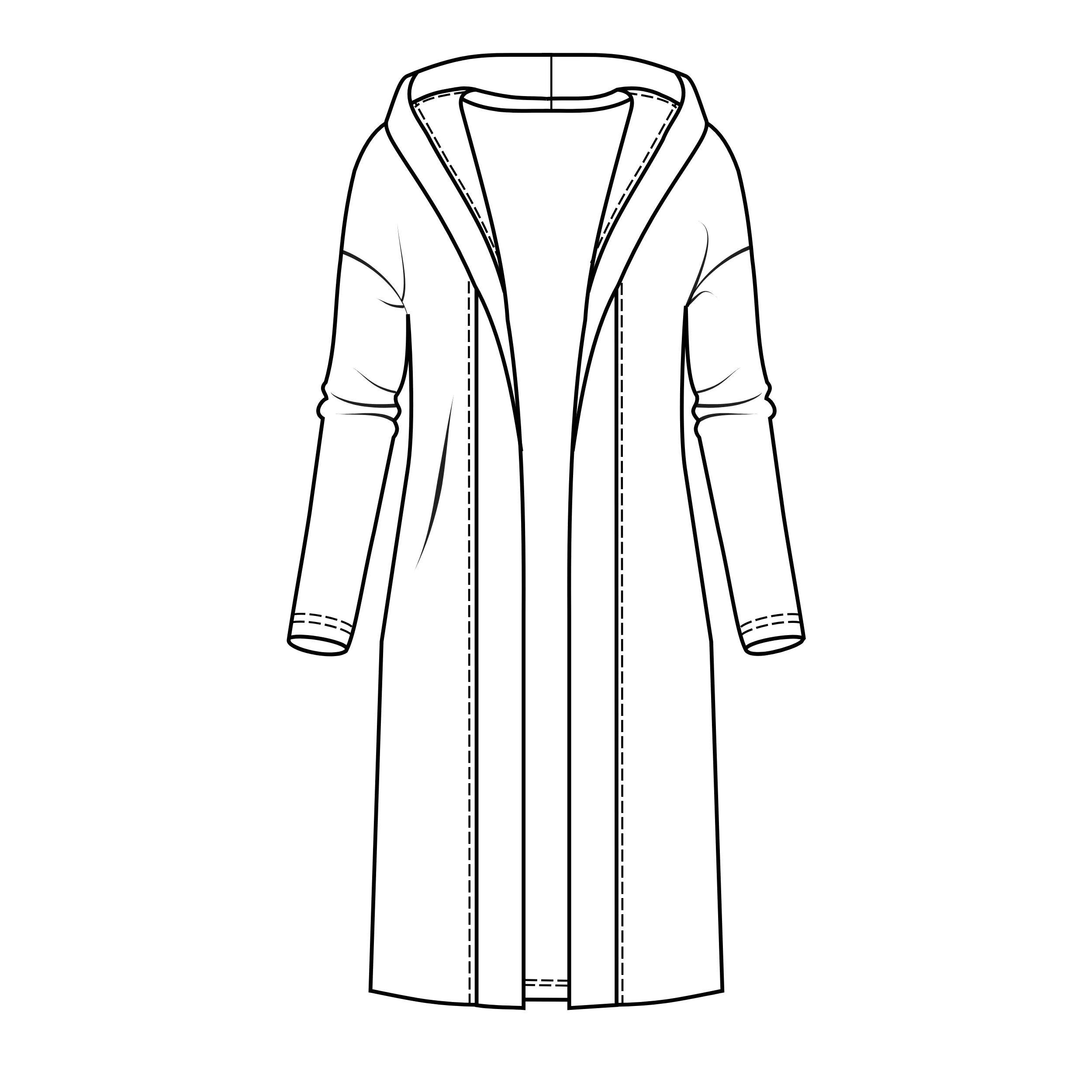 Kardigan KARINA – rysunek techniczny przód