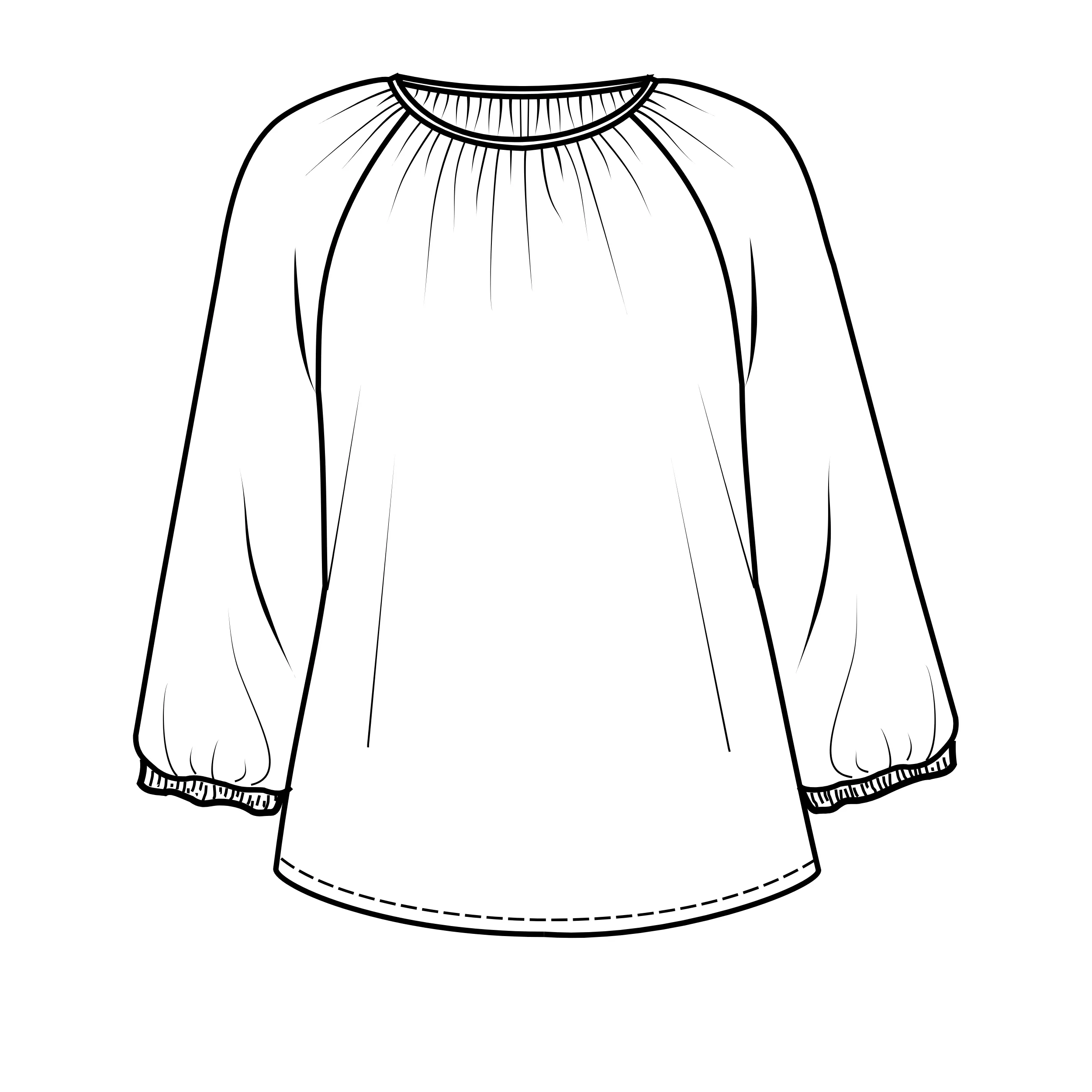 Bluzka Bogna – rysunek techniczny przód