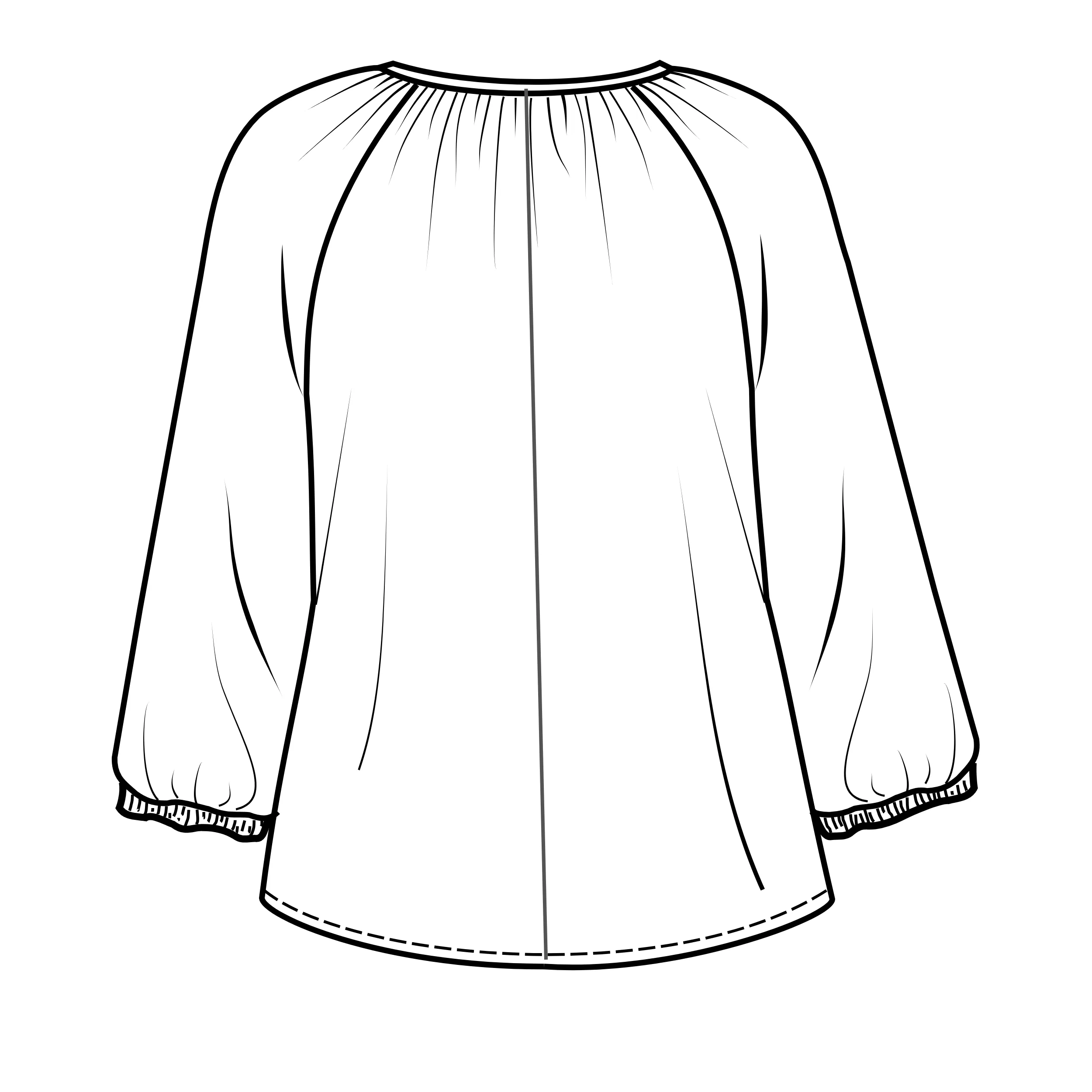 Bluzka Bogna – rysunek techniczny tył