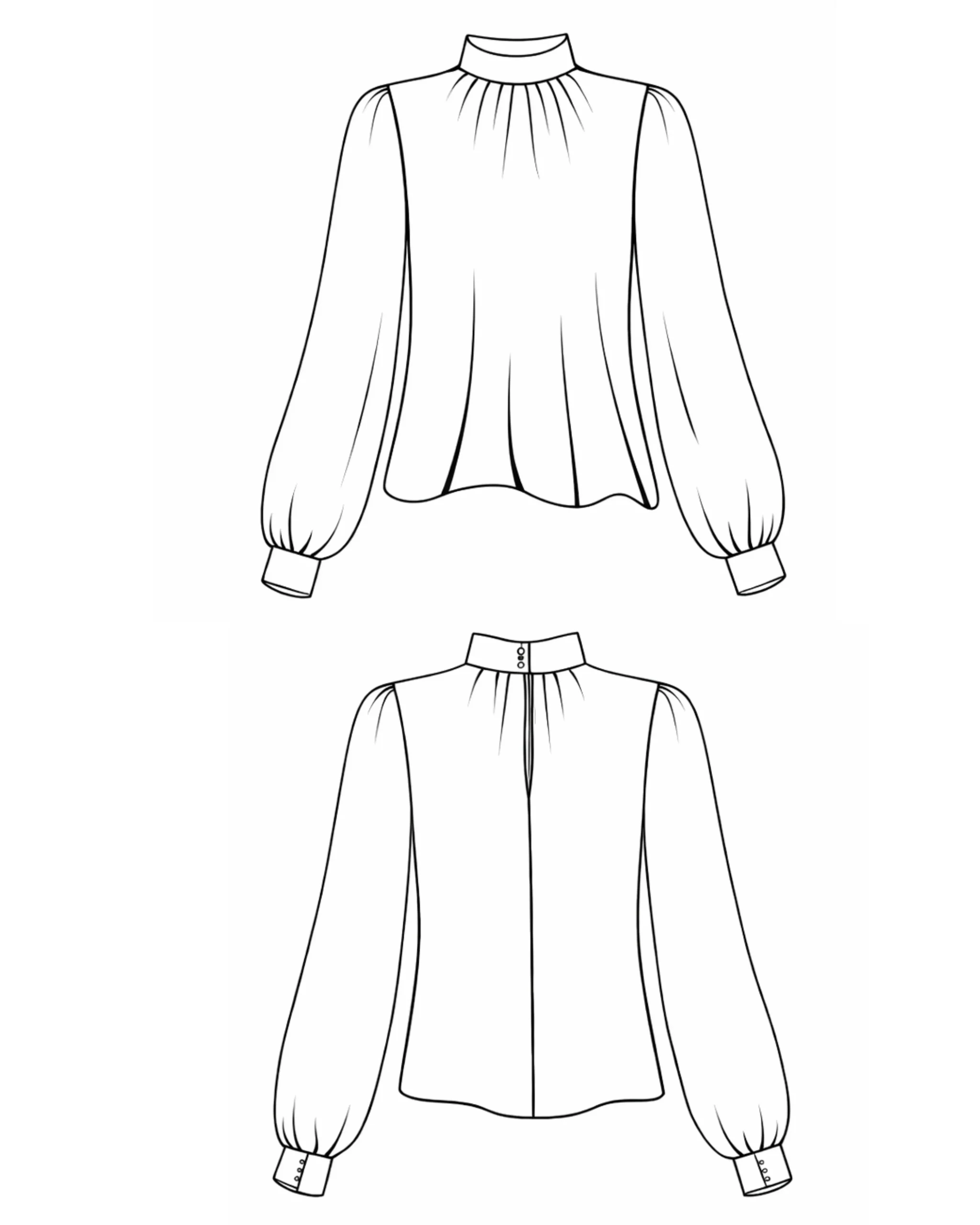 Bluzka SAMANTA – rysunek techniczny