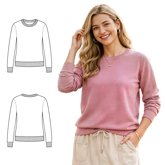 Bluza REA – klasyczna bluza z pliską przy dekolcie, uszyta z miękkiej dresówki lub z weluru