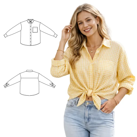 Wykrój na koszulę damską oversize, cyfrowy pdf A4 A0