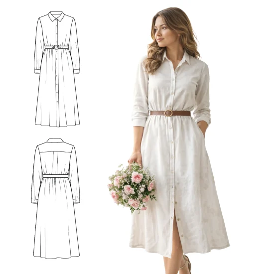 Wykrój na sukienkę koszulową Katrin -