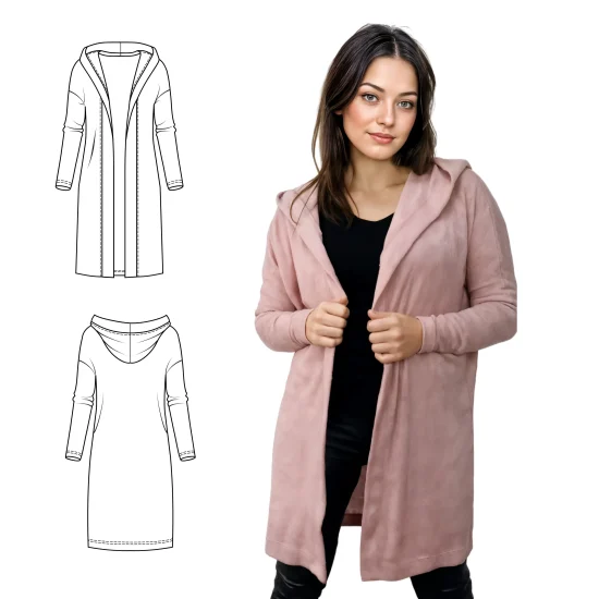 Wykrój na sweter, kardigan, wdzianko z dzianiny, swetrowej,